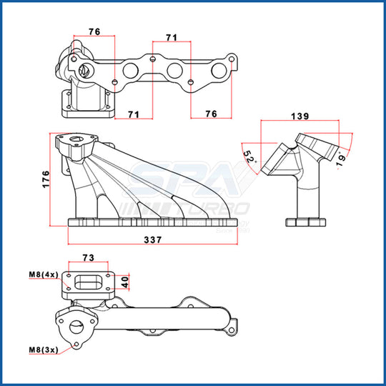 VW Polo G40 T25 turbo manifold w/ external WG - PRE SALE SPA TURBO USA