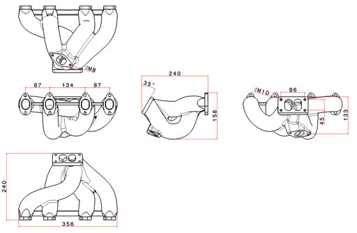 Audi 80 VW B5 1.9 TDI ADP 1.6L 8V T3 top mount twin scroll street turbo manifold SPA TURBO USA