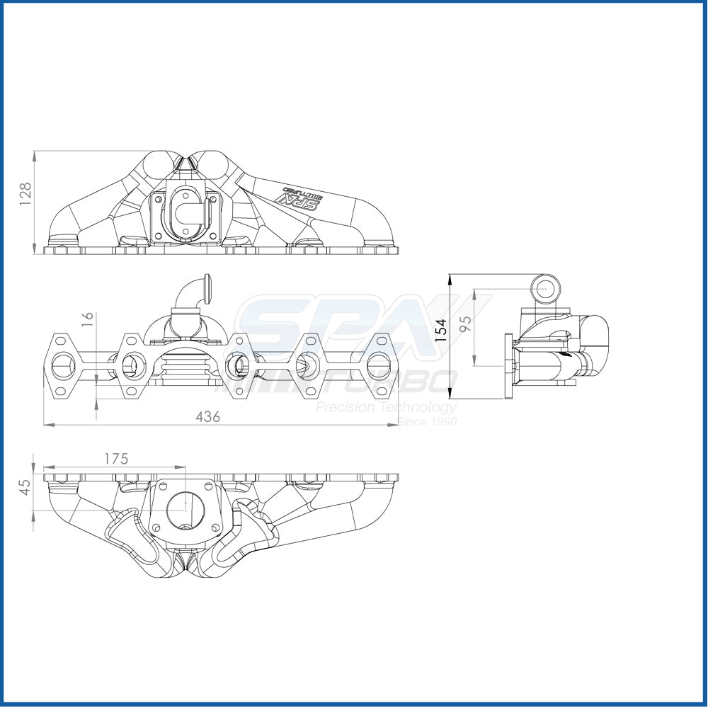 VW Transporter / Caravelle T5 2.5L TDI 2003-2009 replacement cast Turbo manifold SPA TURBO USA