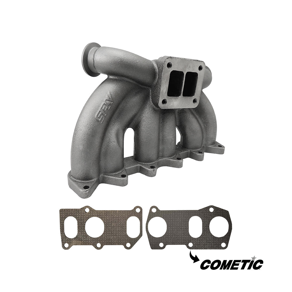 VW VR6 12V Twin scroll T4 top mount turbo manifold - Dual V-band Wastegates + COMETIC EXHAUST MANIFOLD GASKET SPA TURBO USA