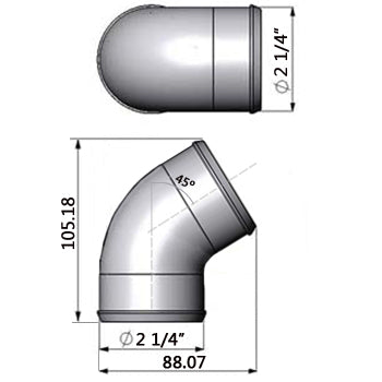 2.25” tight radius 45° elbow intake pipe SPA TURBO USA