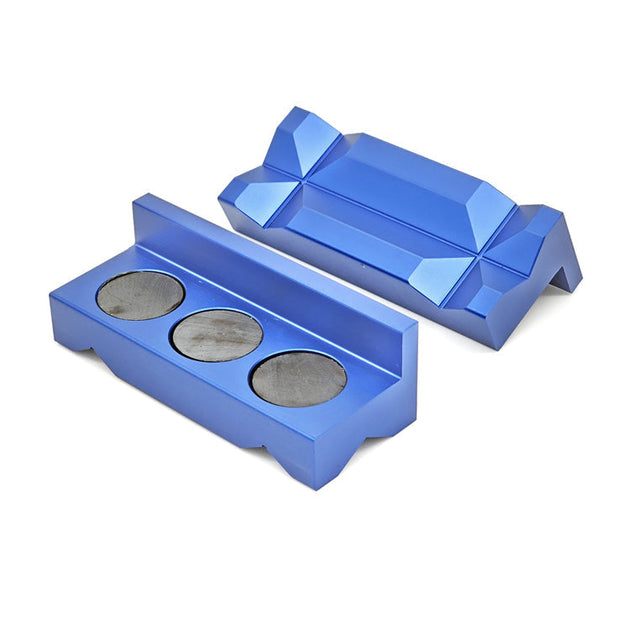 Magnetic Billet Aluminum Vise Jaws, Blue Anodized Ace Race Parts