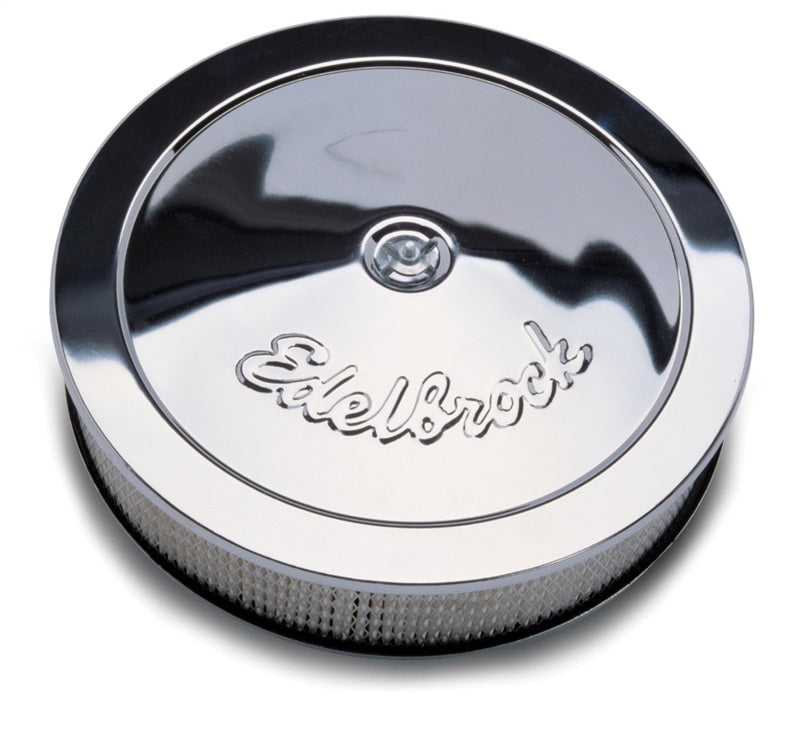 Edelbrock Air Cleaner Pro-Flo Series Round Steel Top Paper Element 14In Dia X 3 75In Dropped Base Edelbrock