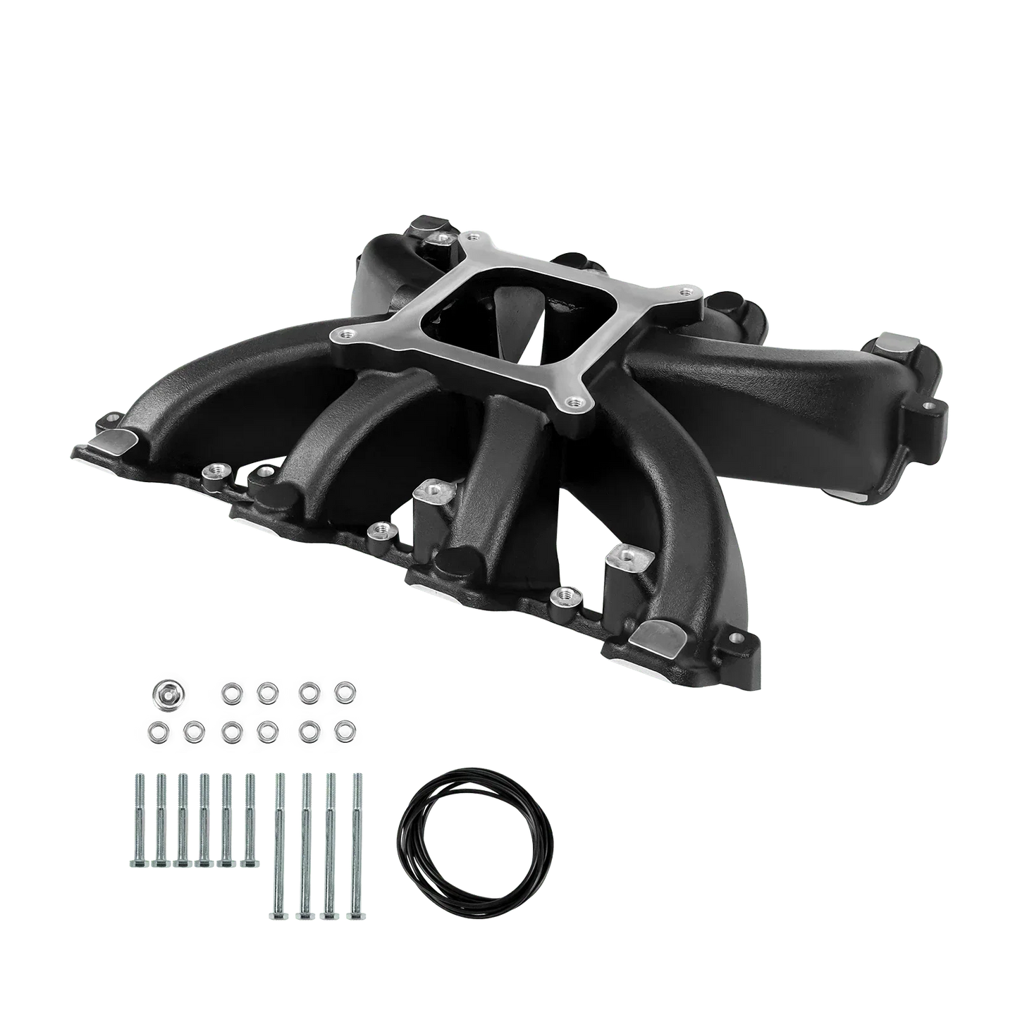 Aces Fuel Injection, Inc. Cathedral / Black Mid-Rise, Single Plane, Carb Style, Cast, 4150 Style LS Intake Manifold