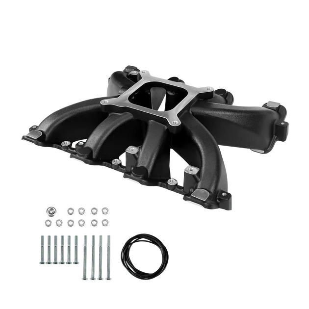 Aces Fuel Injection, Inc. Cathedral / Black Mid-Rise, Single Plane, Carb Style, Cast, 4150 Style LS Intake Manifold