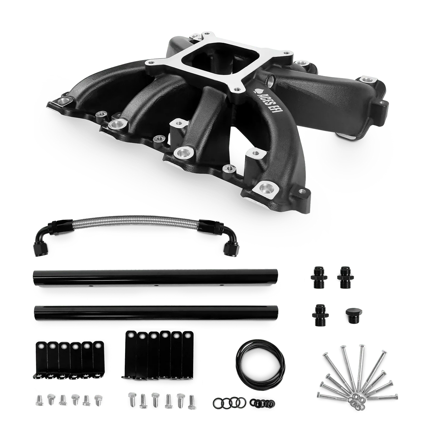 Aces Fuel Injection, Inc. Cathedral / Black Mid-Rise, Single Plane, Cast, 4150 Style LS Intake Manifold