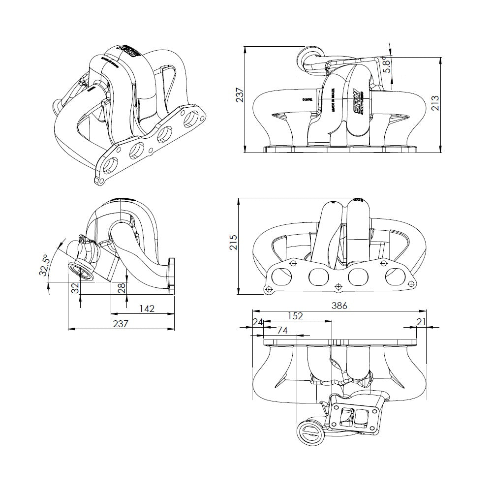 8th gen Honda Civic SI (K20 engine) TWIN SCROLL CAST TURBO MANIFOLD V-BAND WASTEGATE SPA TURBO USA