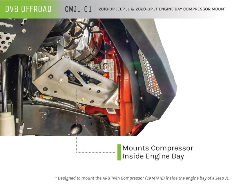 DV8 Offroad 2018+ Jeep JL / JT Engine Bay Compressor Mount DV8 Offroad