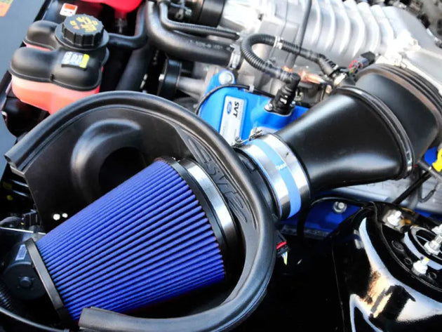 Airaid 10-14 Ford Mustang Shelby 5.4L Supercharged Direct Replacement Filter - Dry / Blue Media Airaid