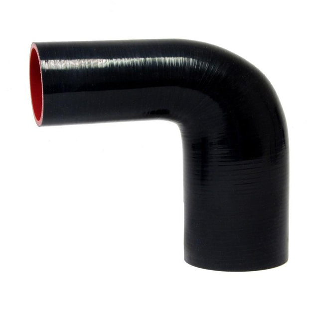 HPS 4" - 5" ID, Silicone 90 Degree Elbow Reducer Hose, High Temp 4-ply Reinforced (102mm - 127mm) FR SPORT