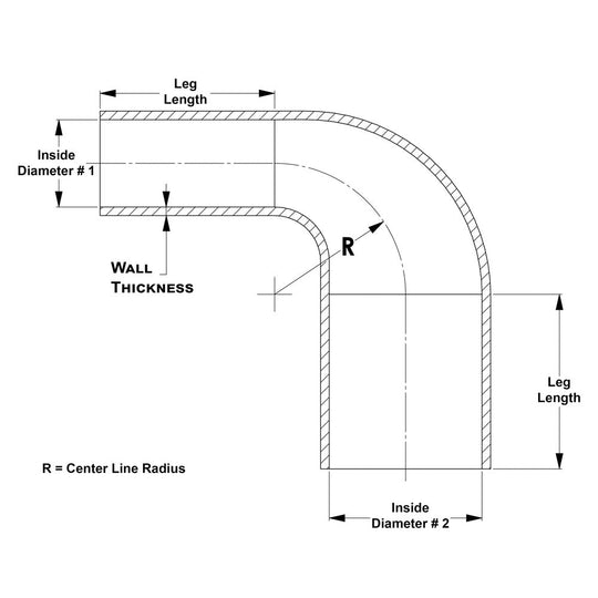 HPS 1-3/4" - 2-1/4" ID, Silicone 90 Degree Elbow Reducer Hose, High Temp 4-ply Reinforced (45mm - 57mm) FR SPORT