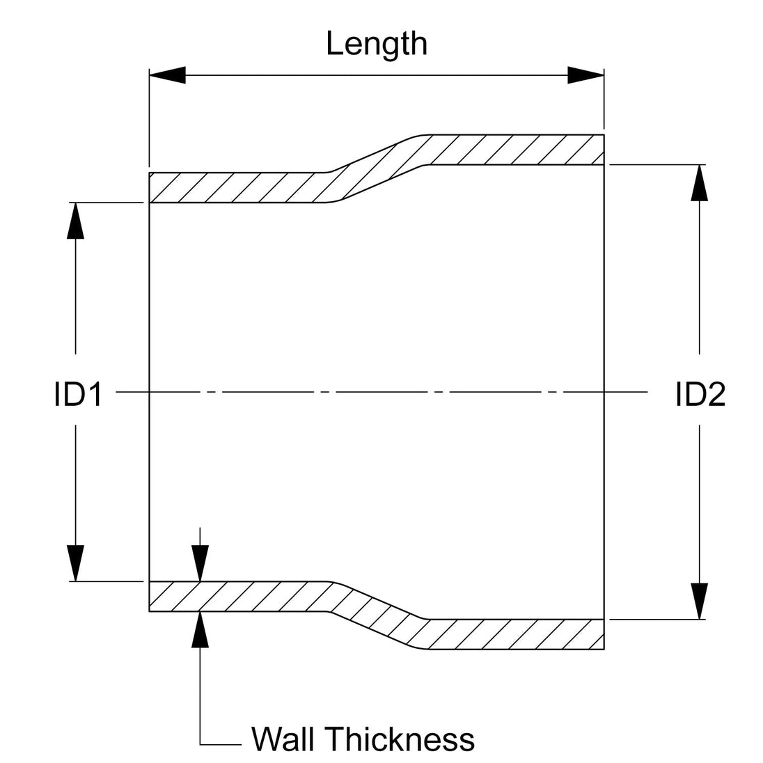 HPS 1-5/8" - 2", Silicone Straight Reducer Coupler Hose, High Temp 4-ply Reinforced, 41mm - 51mm FR SPORT