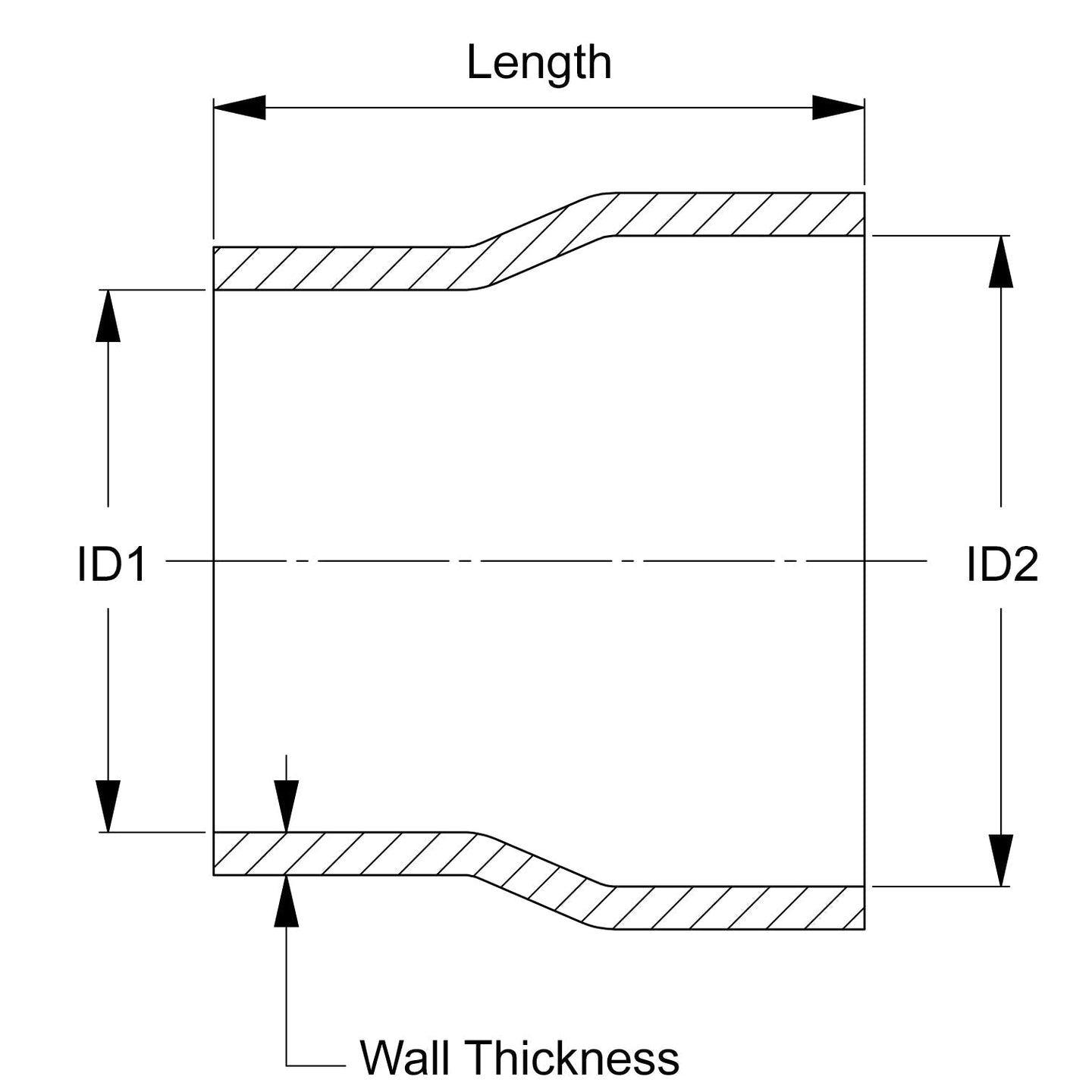 HPS 2-1/8" - 2-1/4", Silicone Straight Reducer Coupler Hose, High Temp 4-ply Reinforced, 54mm - 57mm FR SPORT