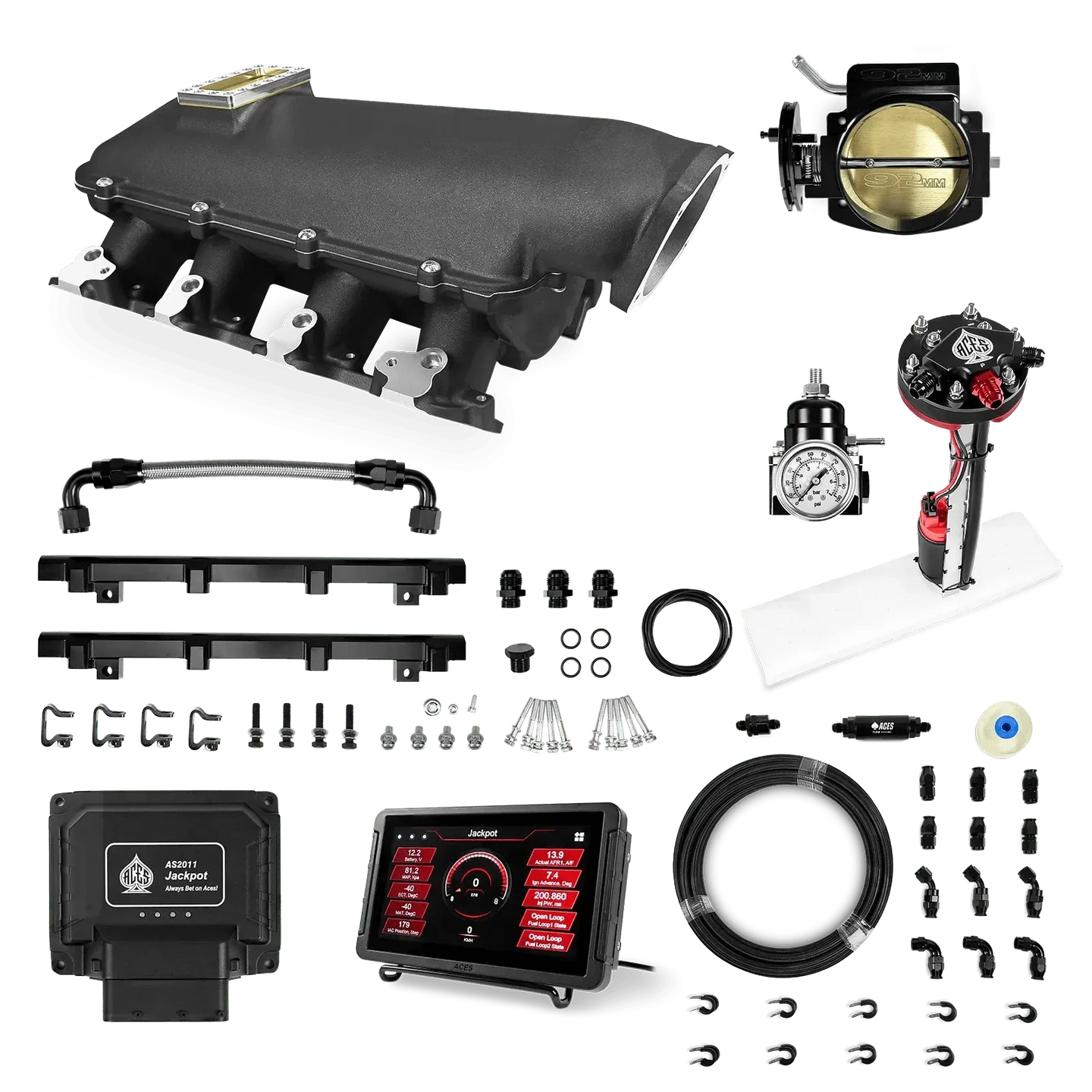 Jackpot LS EFI System - Master Kit with Tight Fit In-Tank Pump Module + 40' PTFE Hose Kit Aces EFI B2B