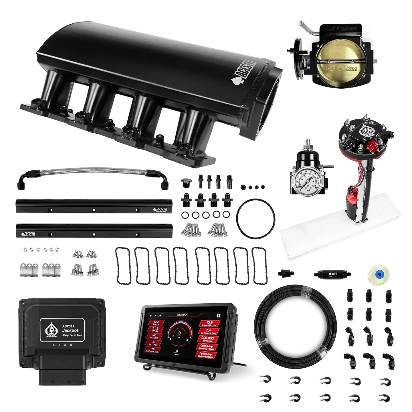 Jackpot LS EFI System - Master Kit with Tight Fit In-Tank Pump Module + 40' PTFE Hose Kit Aces EFI B2B