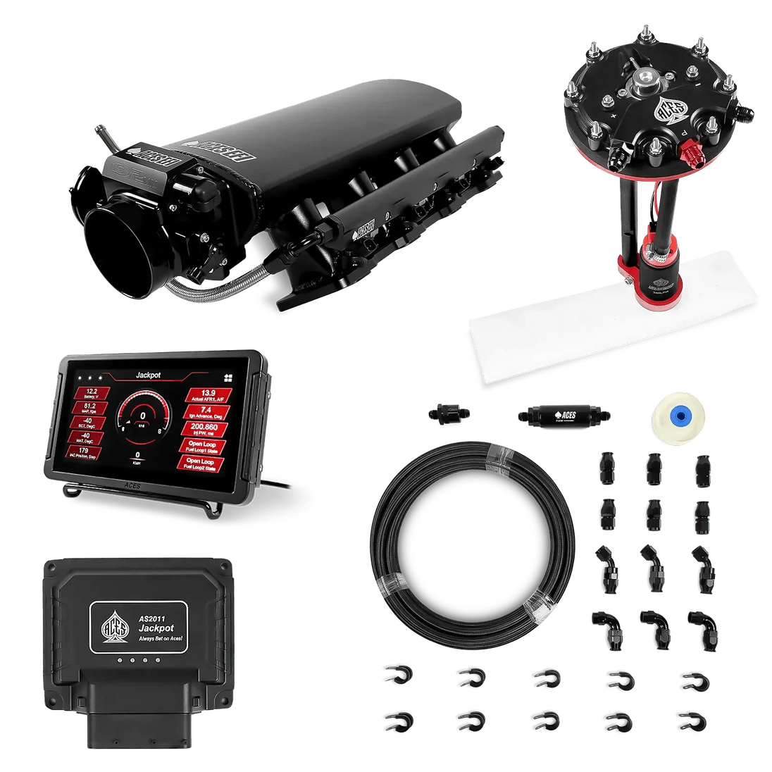 Jackpot LS EFI System - Master Kit with Tank Conversion Pump Module with Internal Regulator + 20' PTFE Hose Kit Aces EFI B2B