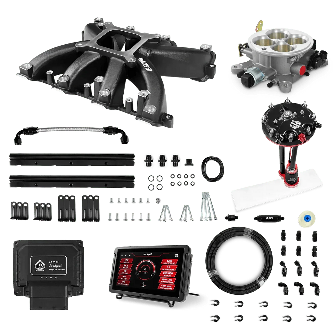 Jackpot LS EFI System - Master Kit with Tank Conversion Pump Module with Internal Regulator + 20' PTFE Hose Kit Aces EFI B2B