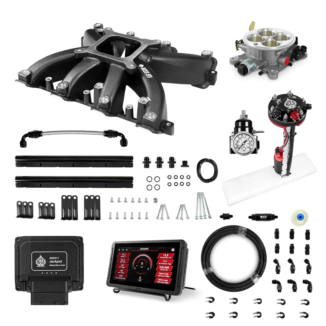 Jackpot LS EFI System - Master Kit with Tight Fit In-Tank Pump Module + 40' PTFE Hose Kit Aces EFI B2B