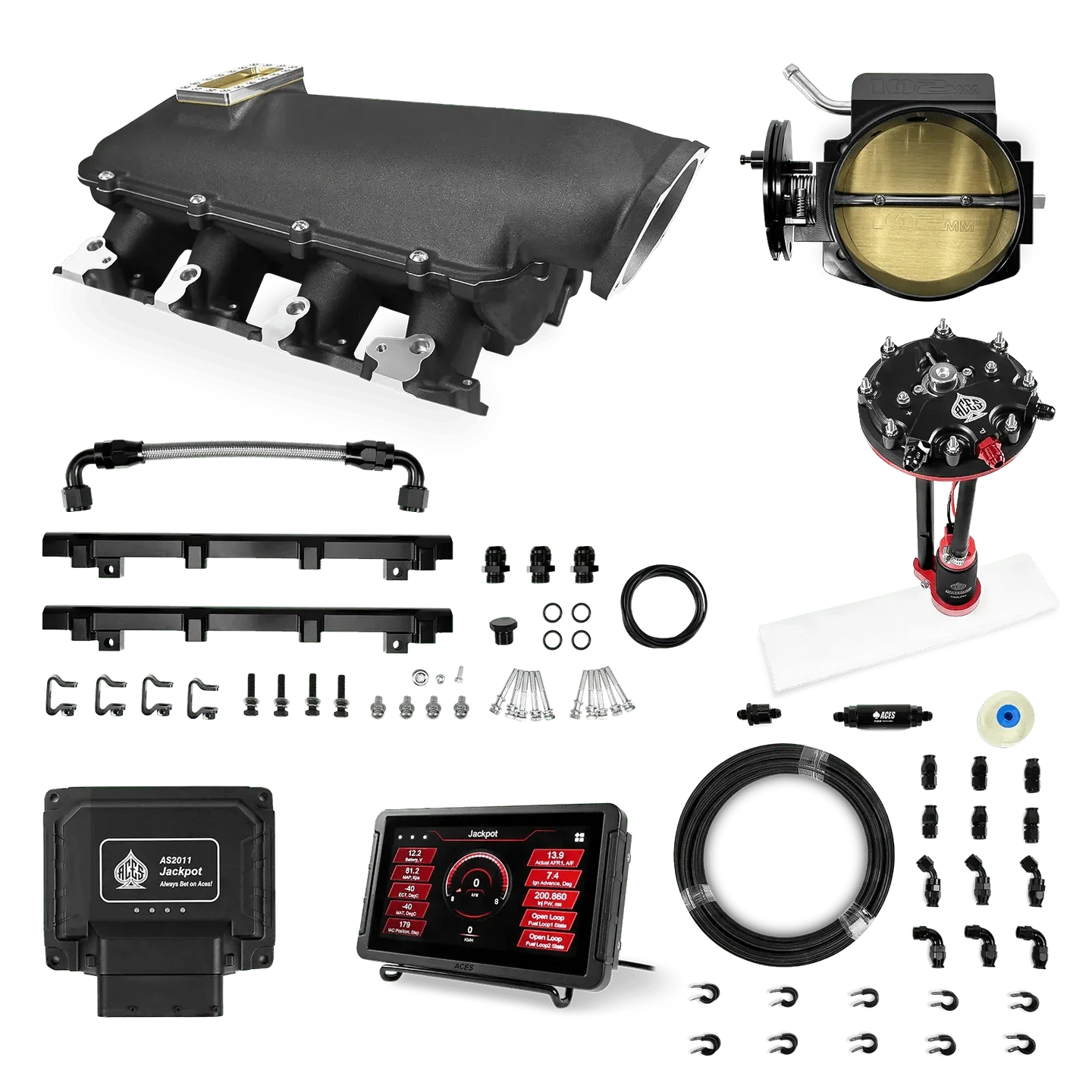 Jackpot LS EFI System - Master Kit with Tank Conversion Pump Module with Internal Regulator + 20' PTFE Hose Kit Aces EFI B2B