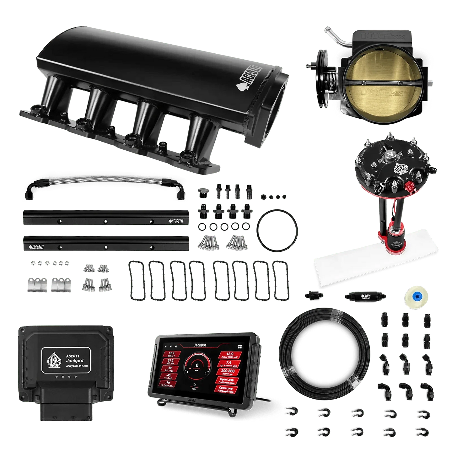 Jackpot LS EFI System - Master Kit with Tank Conversion Pump Module with Internal Regulator + 20' PTFE Hose Kit Aces EFI B2B