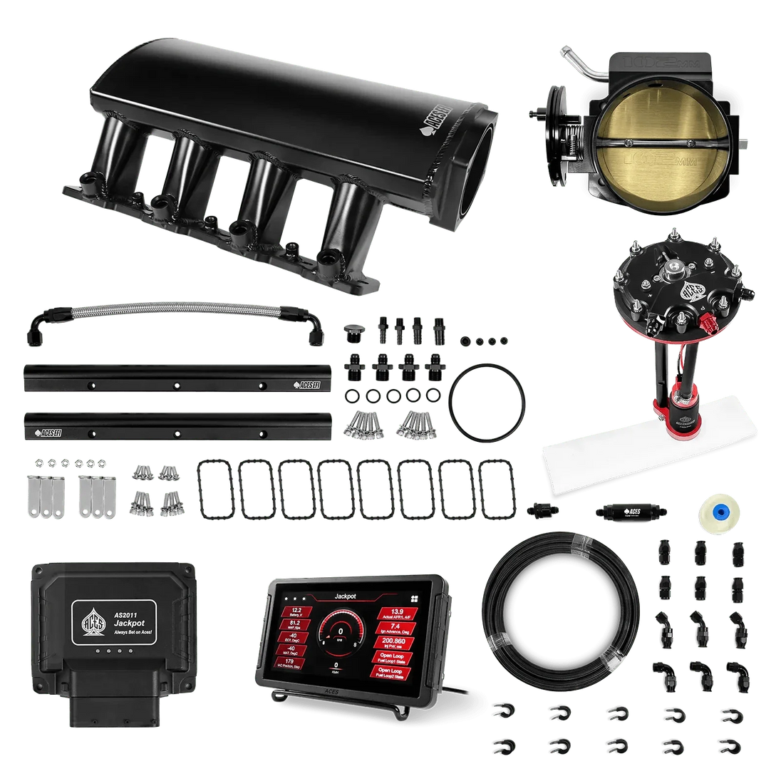 Jackpot LS EFI System - Master Kit with Tank Conversion Pump Module with Internal Regulator + 20' PTFE Hose Kit Aces EFI B2B