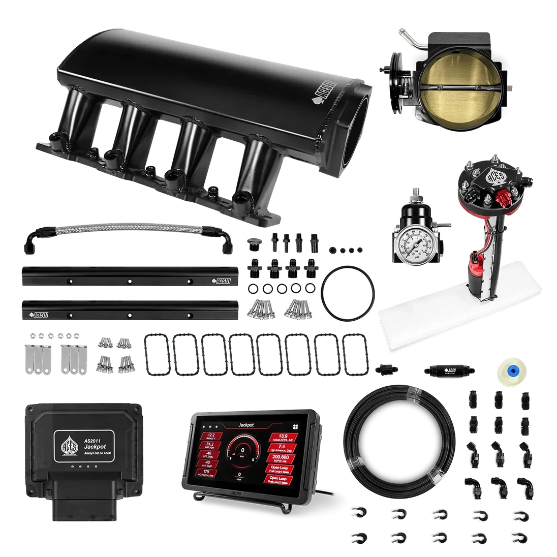 Jackpot LS EFI System - Master Kit with Tight Fit In-Tank Pump Module + 40' PTFE Hose Kit Aces EFI B2B