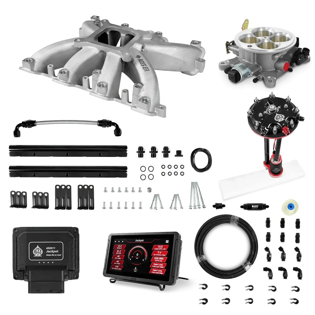 Jackpot LS EFI System - Master Kit with Tank Conversion Pump Module with Internal Regulator + 20' PTFE Hose Kit Aces EFI B2B