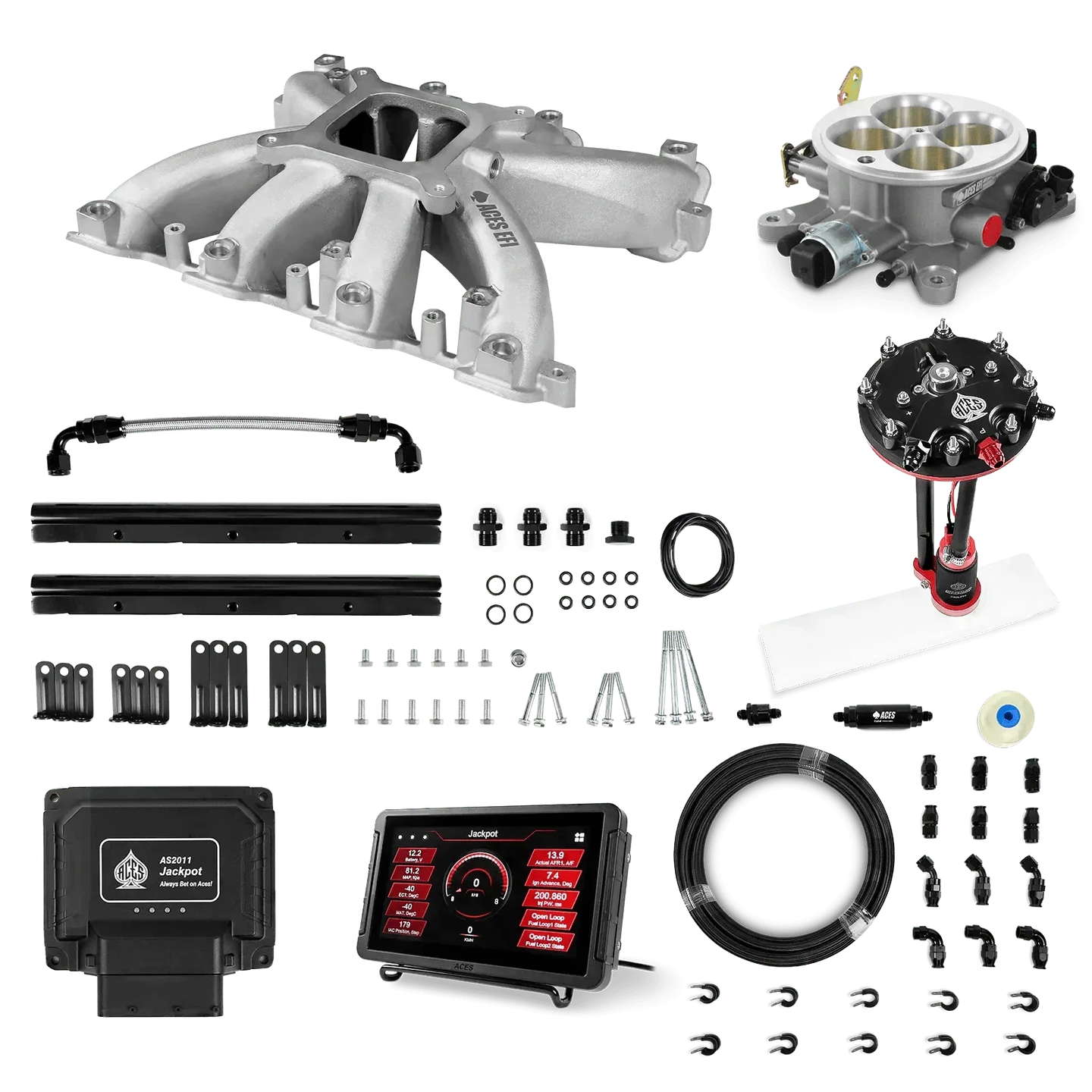 Jackpot LS EFI System - Master Kit with Tank Conversion Pump Module with Internal Regulator + 20' PTFE Hose Kit Aces EFI B2B
