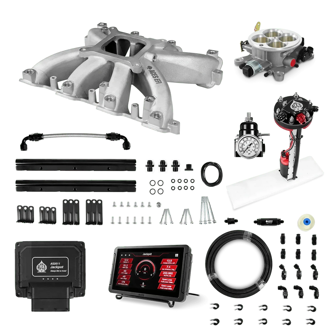 Jackpot LS EFI System - Master Kit with Tight Fit In-Tank Pump Module + 40' PTFE Hose Kit Aces EFI B2B