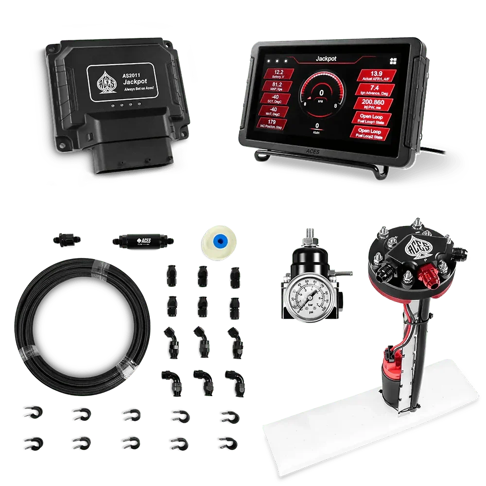 Jackpot LS EFI System - Master Kit with Tight Fit In-Tank Pump Module + 40' PTFE Hose Kit Aces EFI B2B