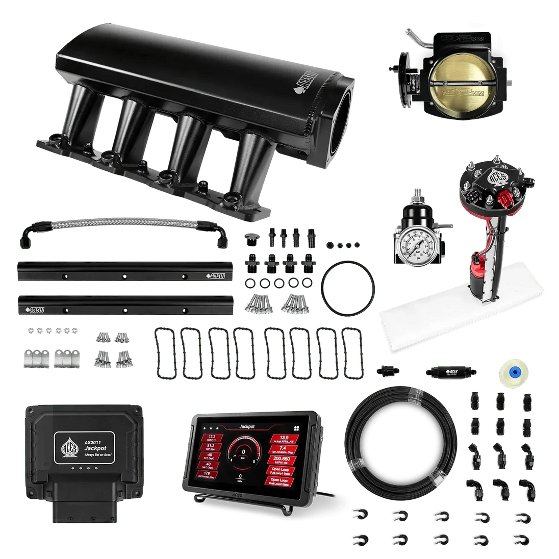 Jackpot LS EFI System - Master Kit with Tight Fit In-Tank Pump Module + 40' PTFE Hose Kit Aces EFI B2B