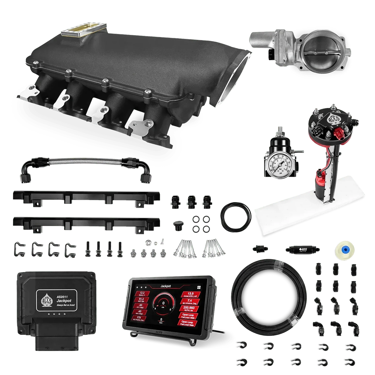 Jackpot LS EFI System - Master Kit with Tight Fit In-Tank Pump Module + 40' PTFE Hose Kit Aces EFI B2B