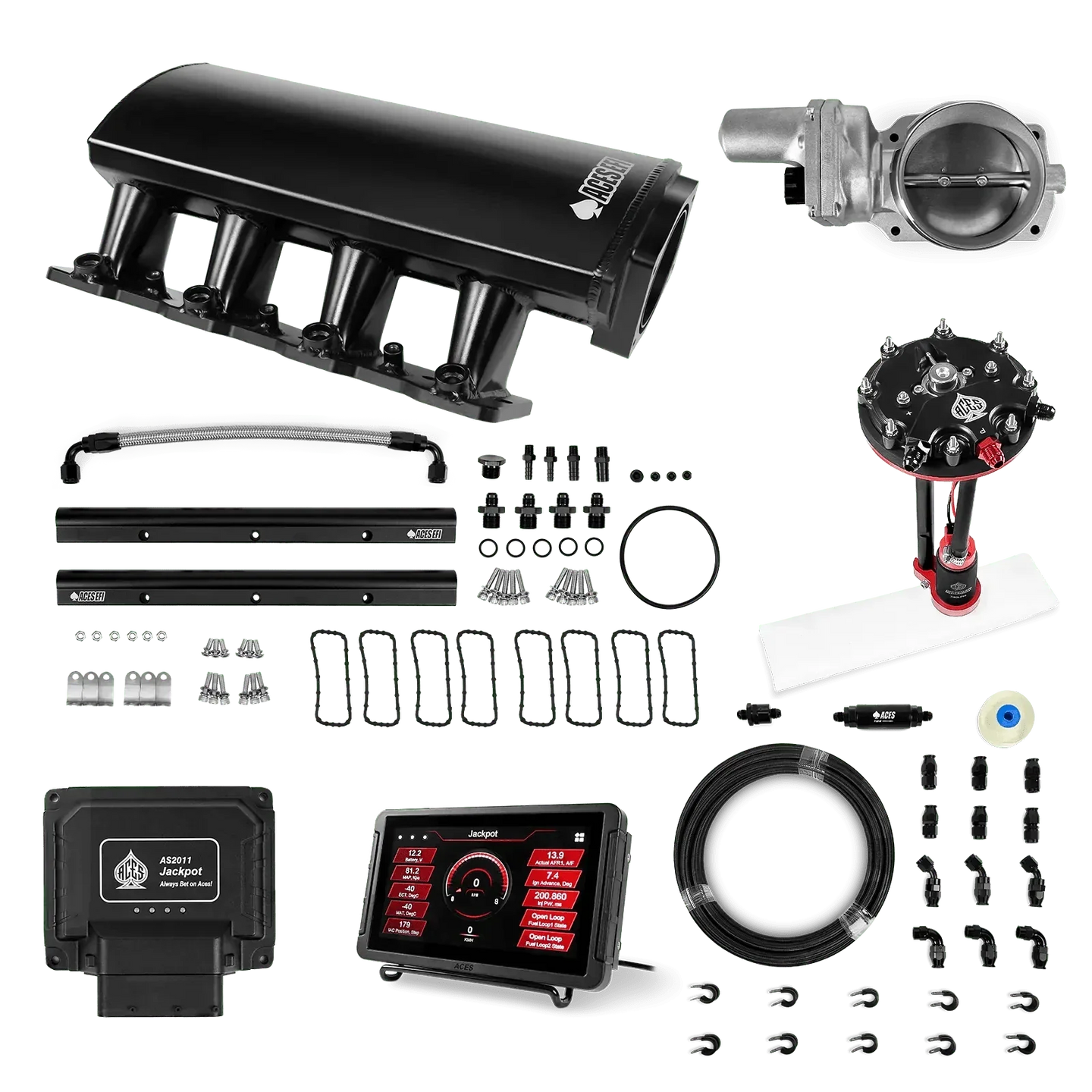 Jackpot LS EFI System - Master Kit with Tank Conversion Pump Module with Internal Regulator + 20' PTFE Hose Kit Aces EFI B2B