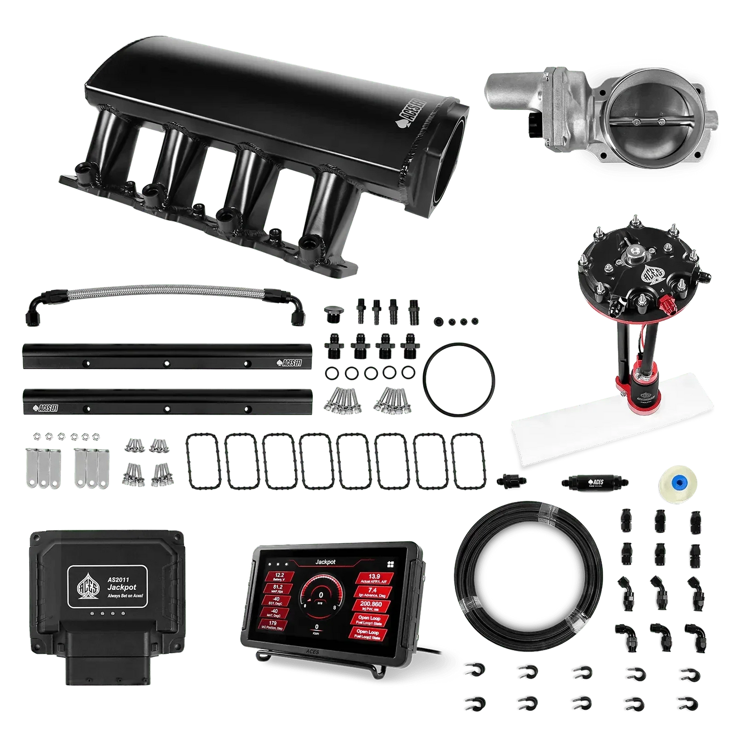 Jackpot LS EFI System - Master Kit with Tank Conversion Pump Module with Internal Regulator + 20' PTFE Hose Kit Aces EFI B2B