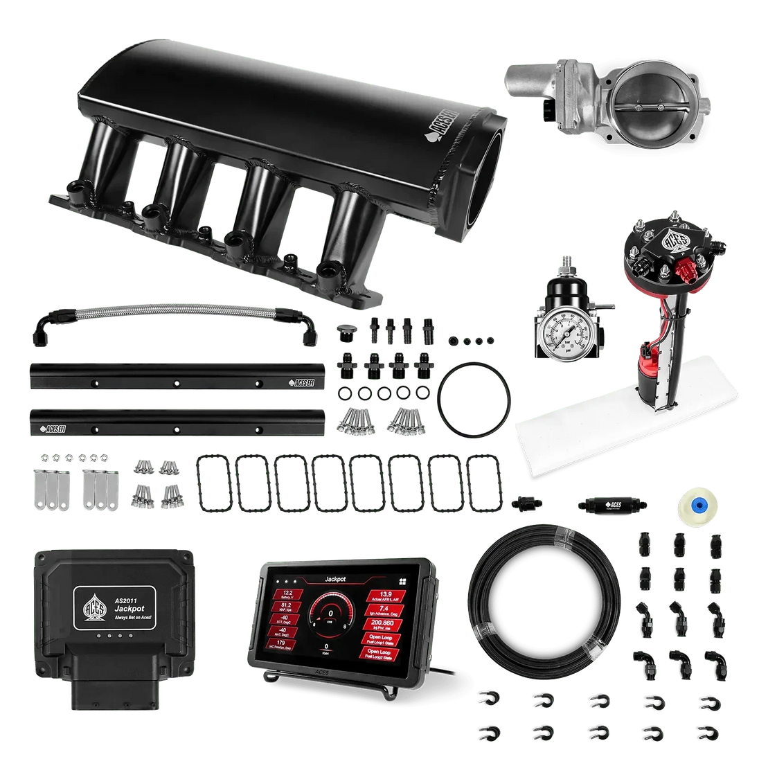 Jackpot LS EFI System - Master Kit with Tight Fit In-Tank Pump Module + 40' PTFE Hose Kit Aces EFI B2B