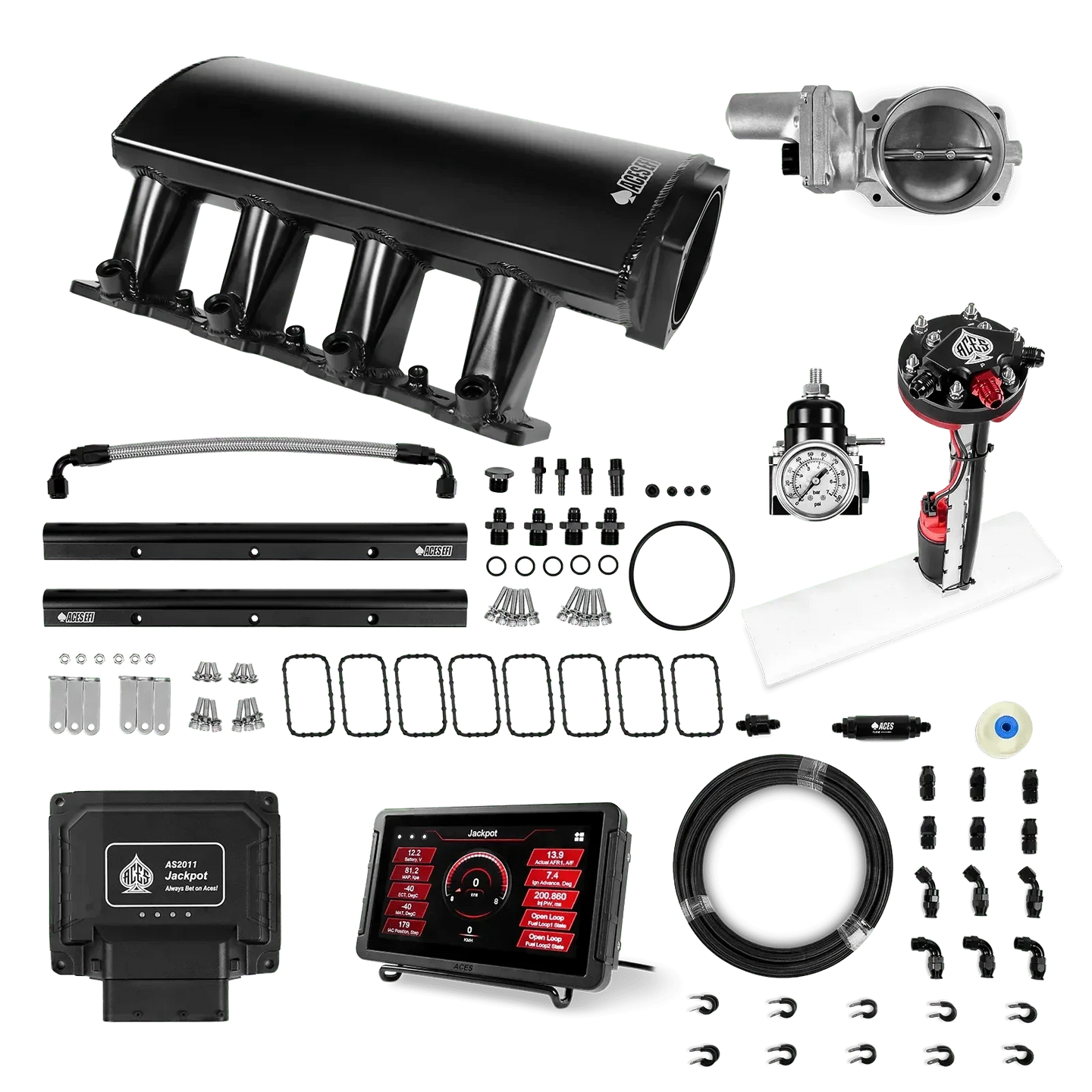 Jackpot LS EFI System - Master Kit with Tight Fit In-Tank Pump Module + 40' PTFE Hose Kit Aces EFI B2B