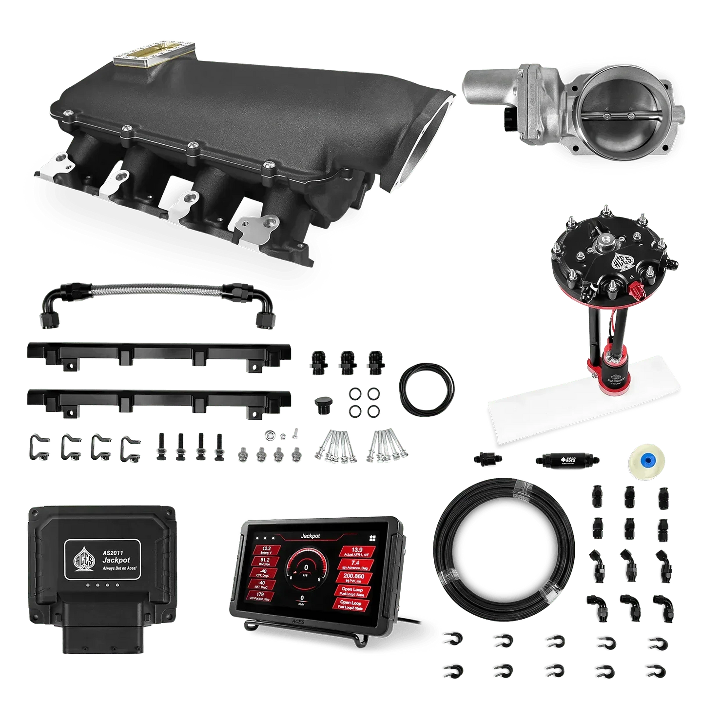 Jackpot LS EFI System - Master Kit with Tank Conversion Pump Module with Internal Regulator + 20' PTFE Hose Kit Aces EFI B2B