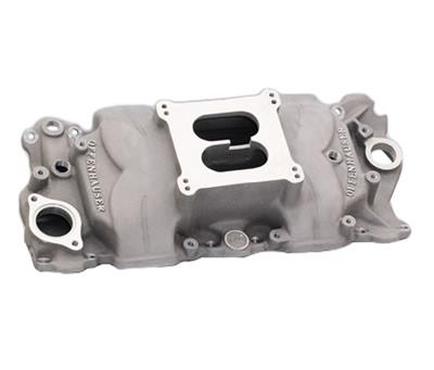 Offenhauser 5874 360 Equa-Flow Single Quad Hi-Rise Intake Manifold. For Buick 400, 430-455 through 1971. DFW Speed Syndicate
