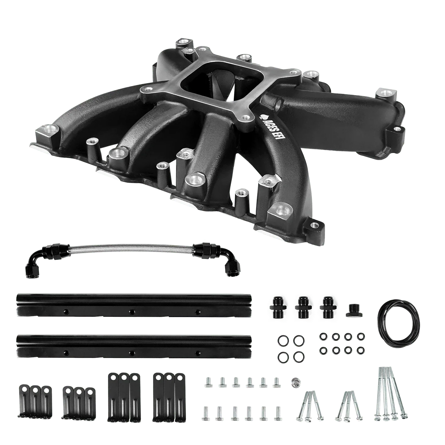 Aces Fuel Injection, Inc. Rectangle / Black Mid-Rise, Single Plane, Cast, 4150 Style LS Intake Manifold