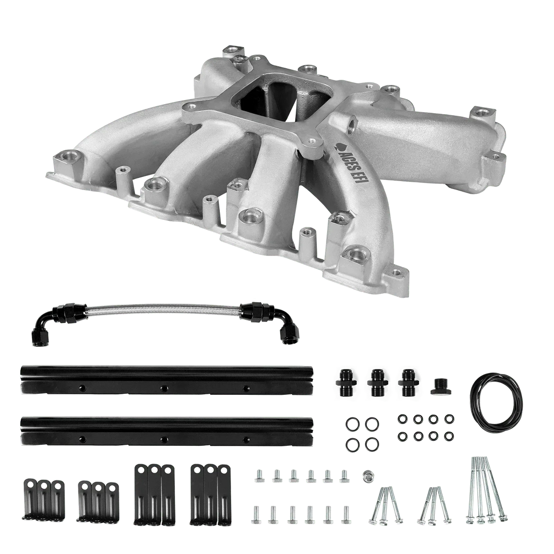 Aces Fuel Injection, Inc. Rectangle / Original Finish Mid-Rise, Single Plane, Cast, 4150 Style LS Intake Manifold