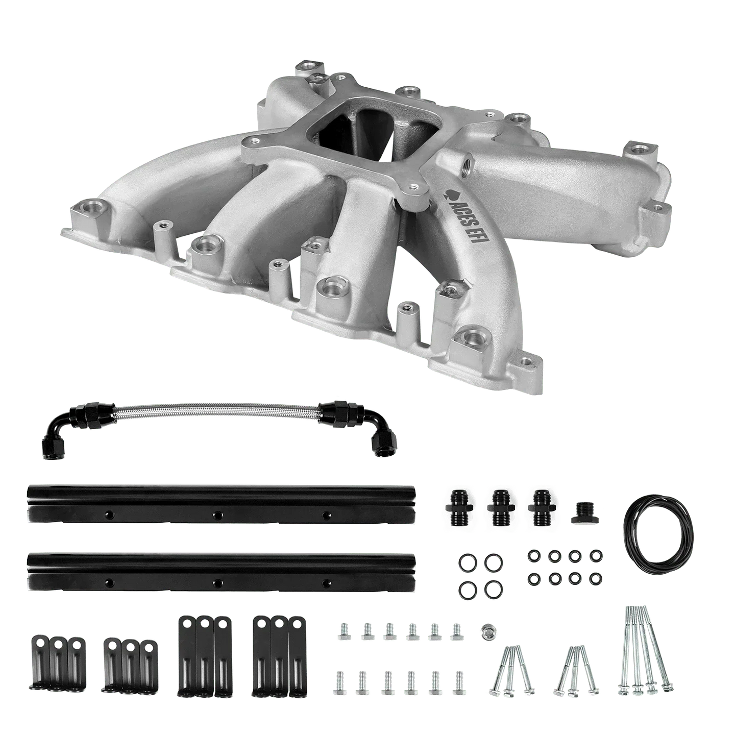 Aces Fuel Injection, Inc. Rectangle / Original Finish Mid-Rise, Single Plane, Cast, 4150 Style LS Intake Manifold
