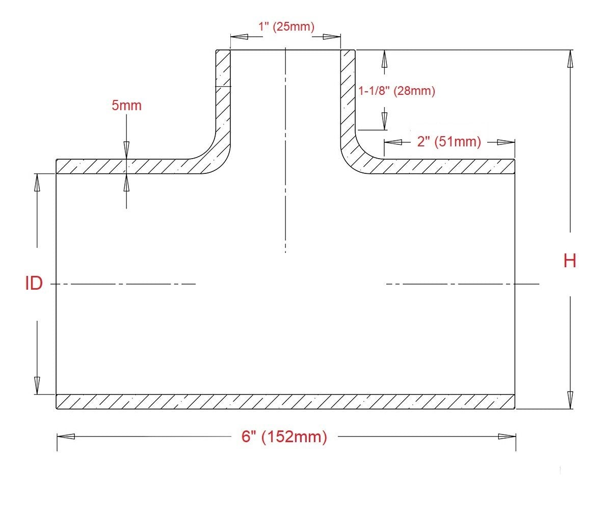 HPS 3" Silicone T Hose Coupler Adapter with 1" Branch, High Temp 4-ply Reinforced FR SPORT