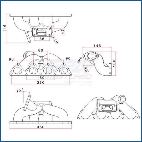 Honda B-series T3 turbo manifold - PRE SALE SPA TURBO USA