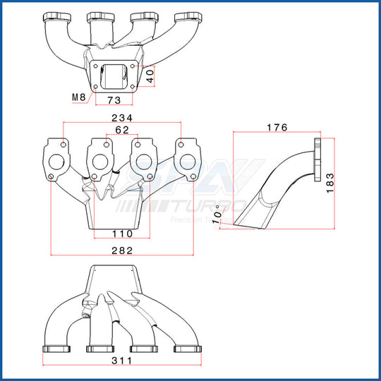 Chevy Euro Corsa B C10NZ / C14NZ / C16NZ T25 turbo manifold SPA TURBO USA
