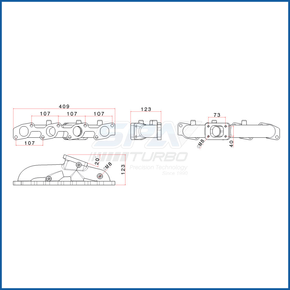 Toyota Diesel 3L 5L T25 turbo manifold SPA TURBO USA