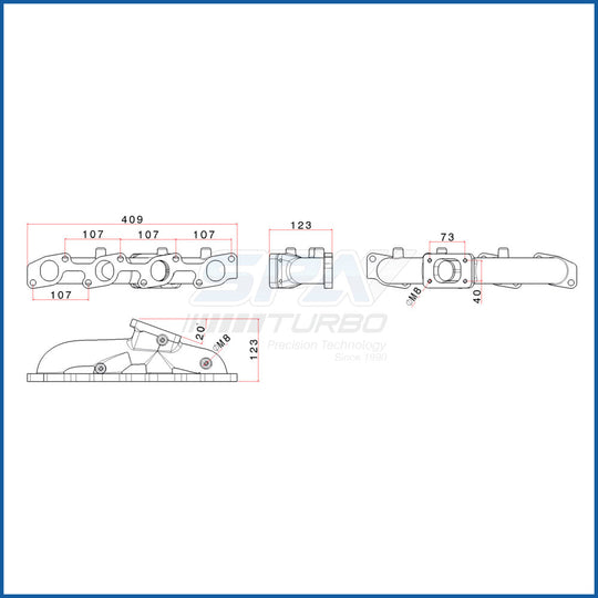 Toyota Diesel 3L 5L T25 turbo manifold SPA TURBO USA