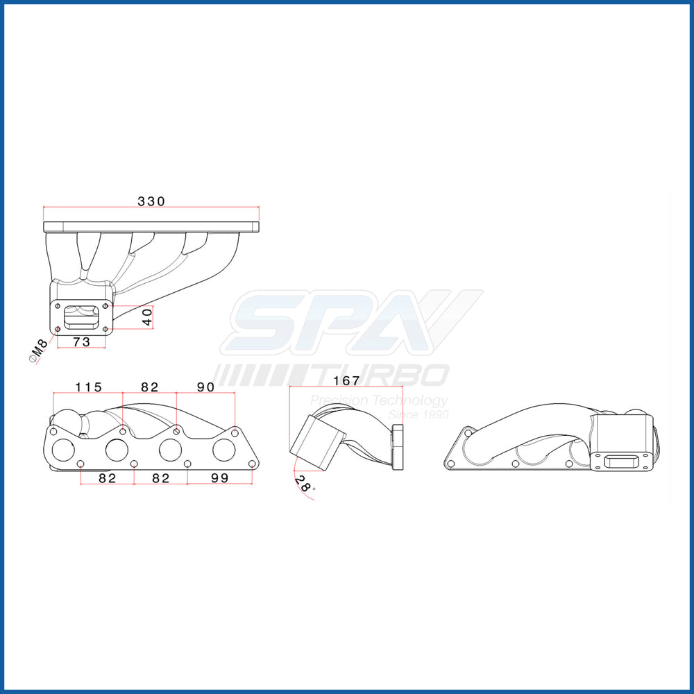 VW Polo 6N2 / 1.4L / 1.6L 8V AUD AKK T25 turbo manifold SPA TURBO USA