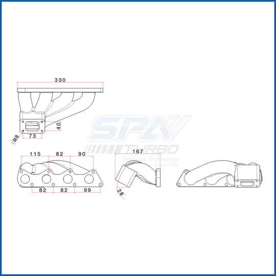 VW Polo 6N2 / 1.4L / 1.6L 8V AUD AKK T25 turbo manifold SPA TURBO USA