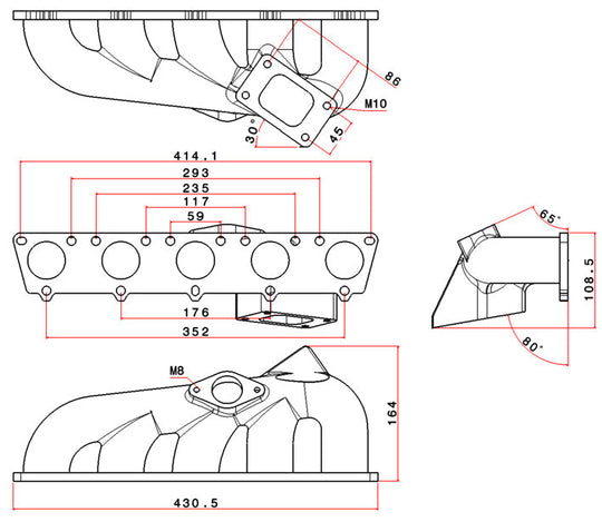 VW 5 cyl 2.5L 20v FSI T3 High Performance Turbo Exhaust Manifold + COMETIC EXHAUST MANIFOLD GASKET SPA TURBO USA